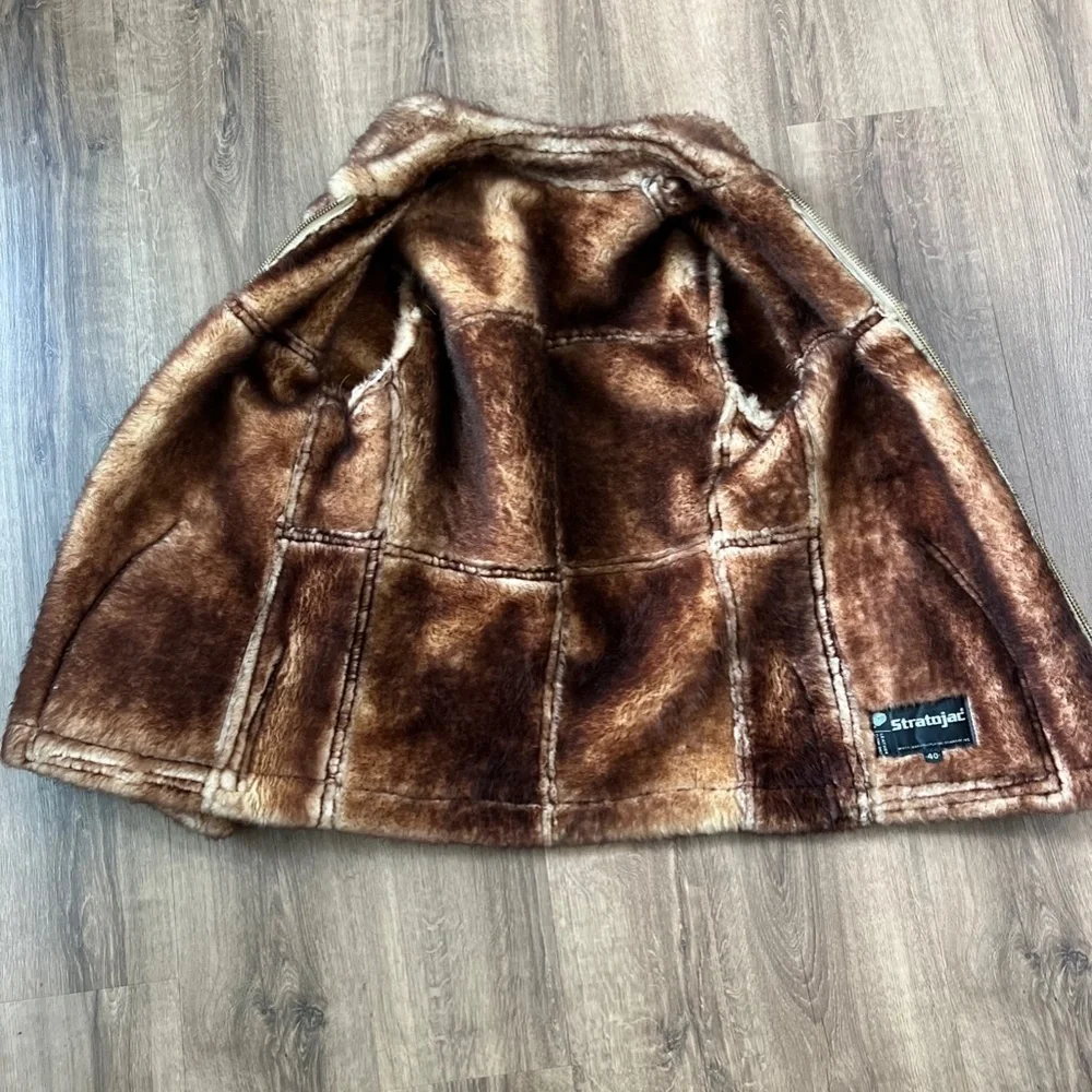 Pristine Vintage Stratojac Sheepskin Shearling Leather Jacket Sz 40 - Picture 14 of 16